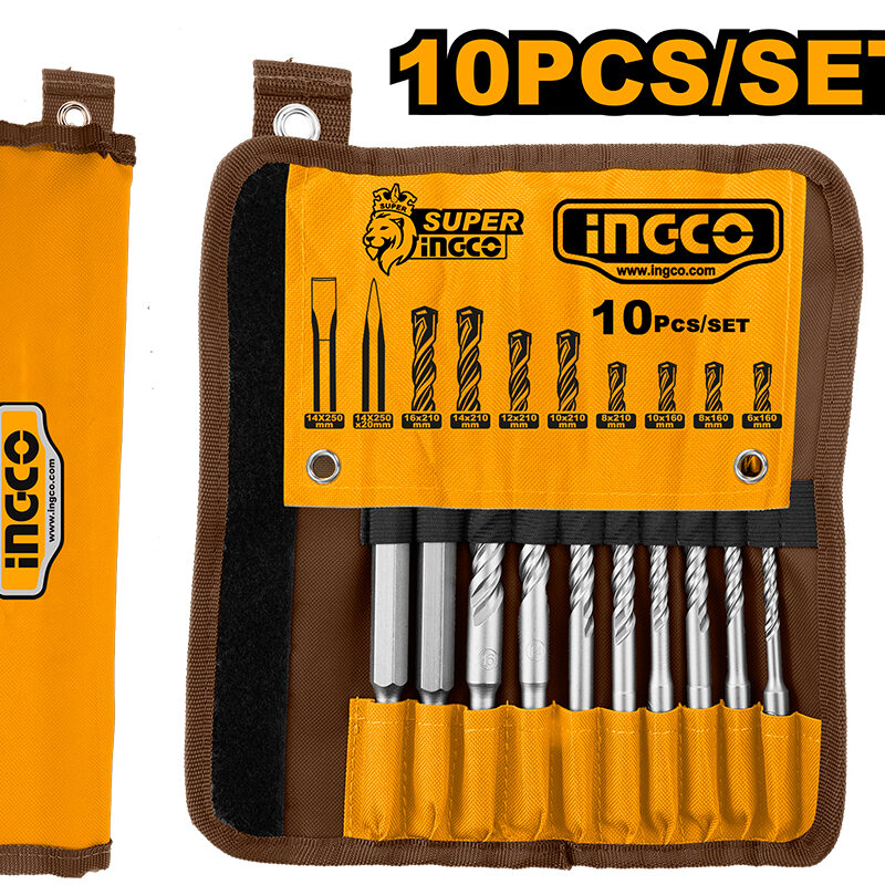 AKD2101 - JUEGO DE PUNTA CINCEL Y 8 MECHAS SDS+ INGCO