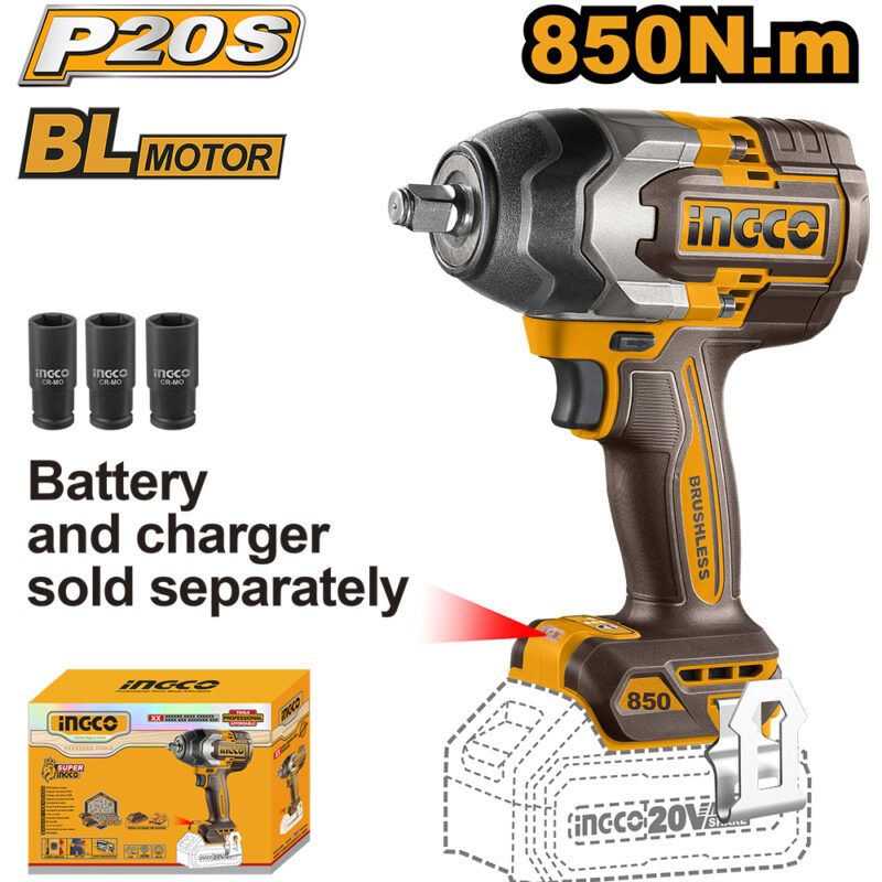 CIWLI20851 - LLAVE DE IMPACTO 20V  1/2" 850NM - SIN CARBONES -SIN BAT. NI CARGADOR