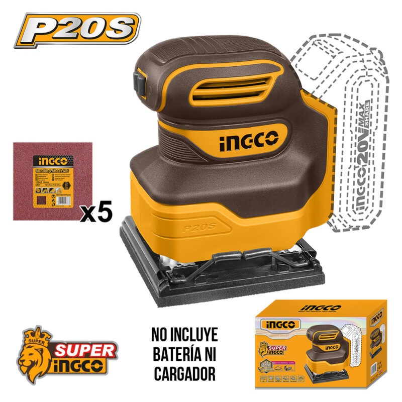 CSHSLI2014 - LIJADORA ORBITAL 110x100MM - SIN BAT. NI CARGADOR - INCLUYE 5 HOJAS DE LIJA