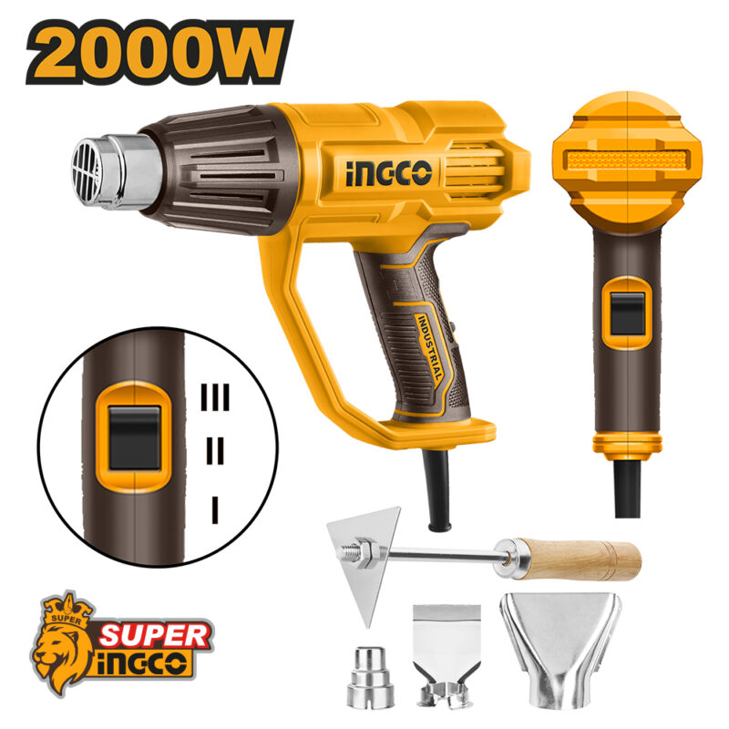 HG200078-4 - PISTOLA DE CALOR 2000W VEL. VARIABLE + ACCESORIOS