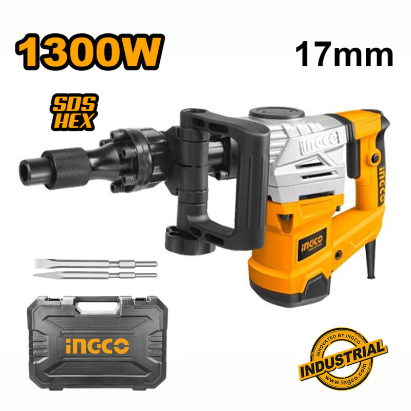 PDB130018-4 - MARTILLO DEMOLEDOR HEX. 17MM - 1300W -20J SISTEMA ANTIVIB. - 7 KGS CON MALETÍN