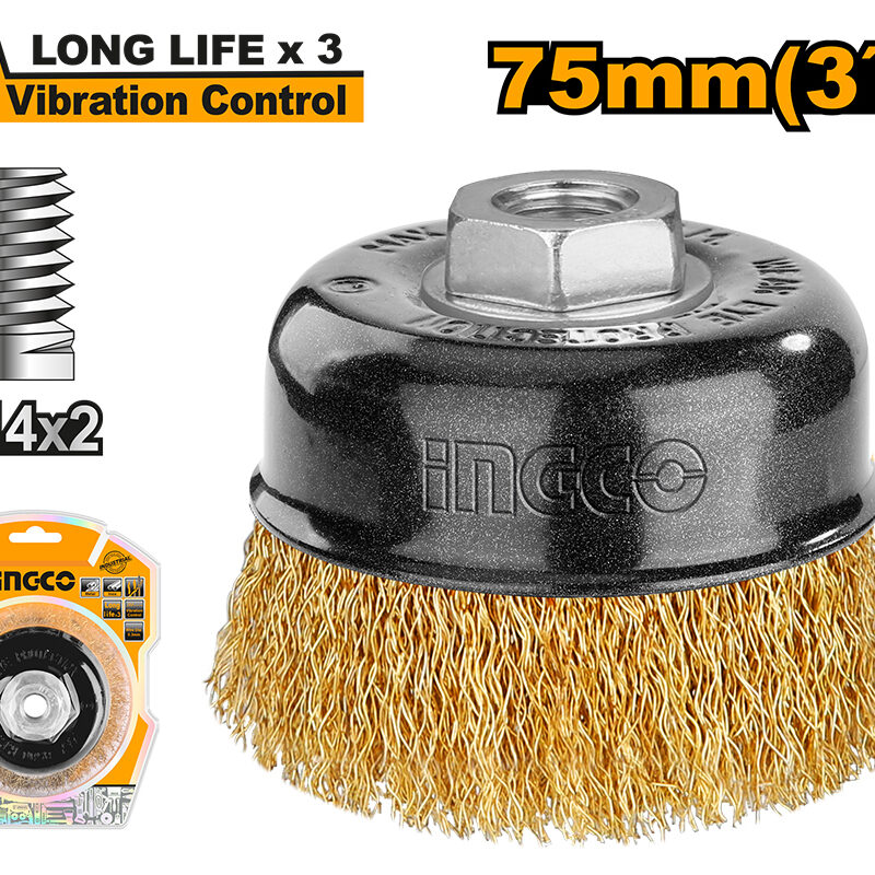 WB10755 - CEPILLO ACERO ANTIVIBRACION COPA RIZADO M14 DIAMETRO 75MM INDUSTRIAL