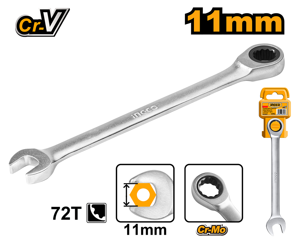 Llave Criquet Combinada Crv 11Mm HCSPAR111 Ingco