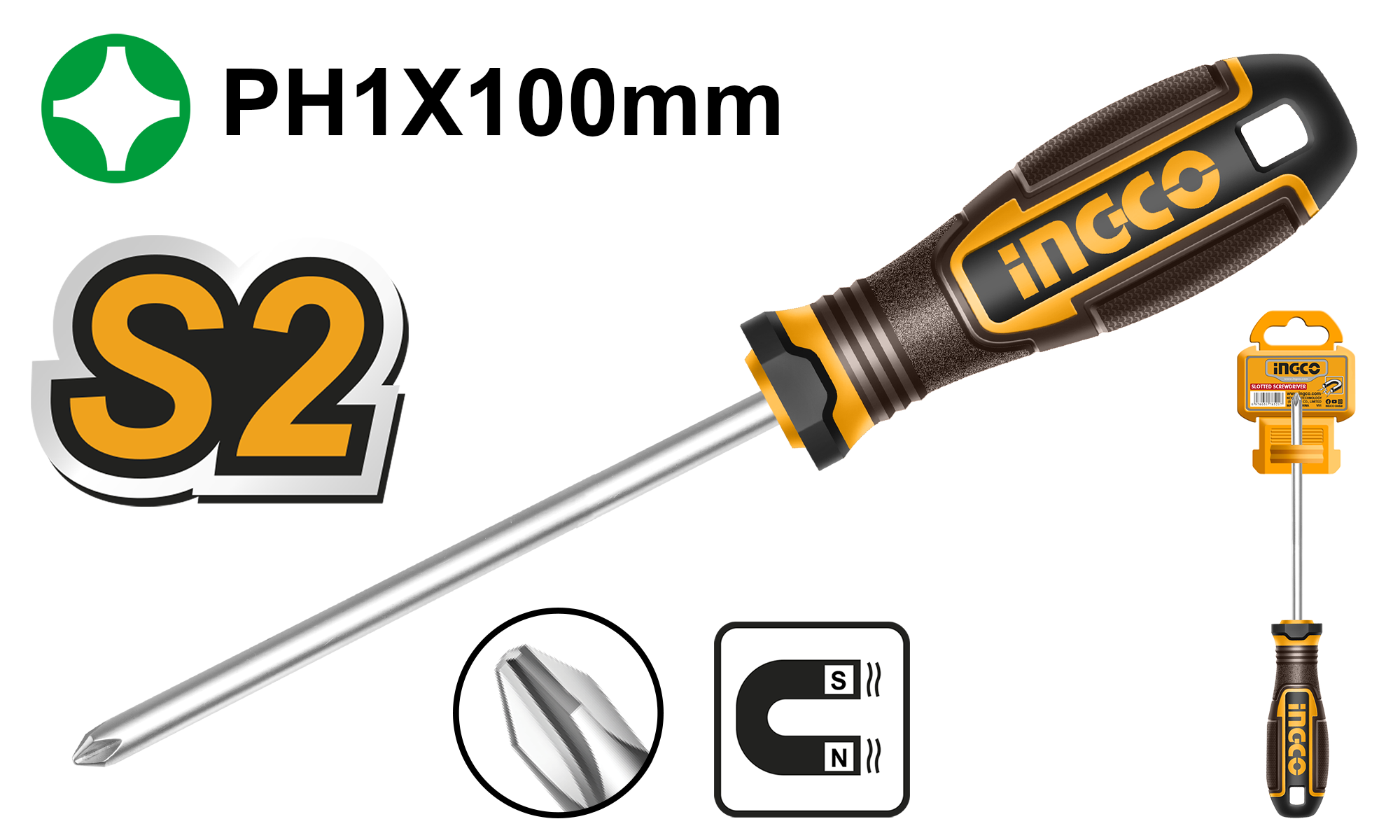 Destornillador Phillips Ph1X100 HSDPH1100 Ingco