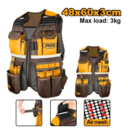 Chaleco Porta Herramientas Industrial Ingco Htvt09028 Color Amarillo