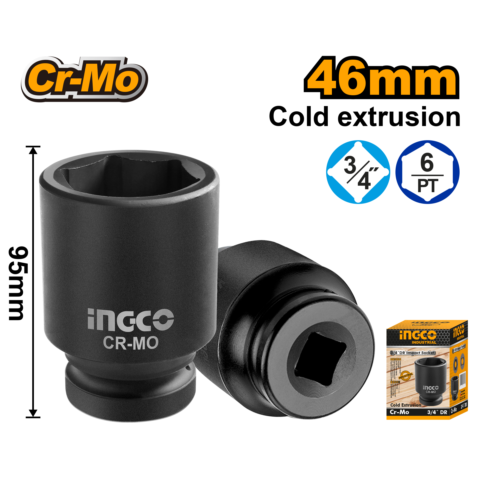 Tubo De Impacto Enc. 3/4" 46Mm HHIS3446L Ingco