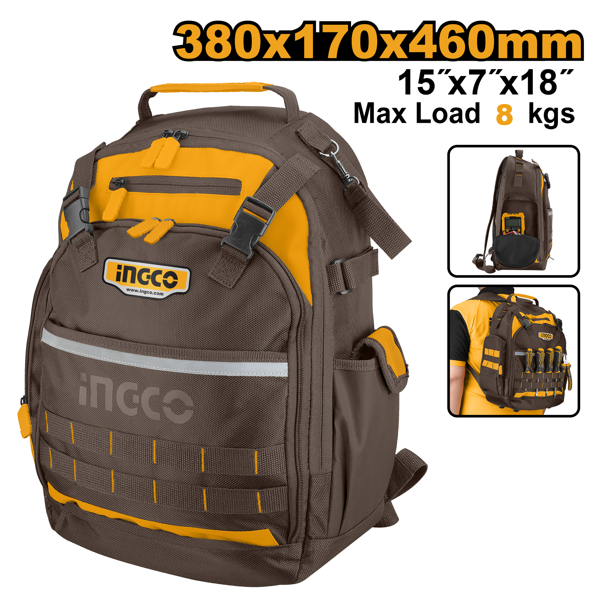 Mochila Ingco Porta Herramientas 380X170X460Mm - 8 Kgs HBP01028 Ingco