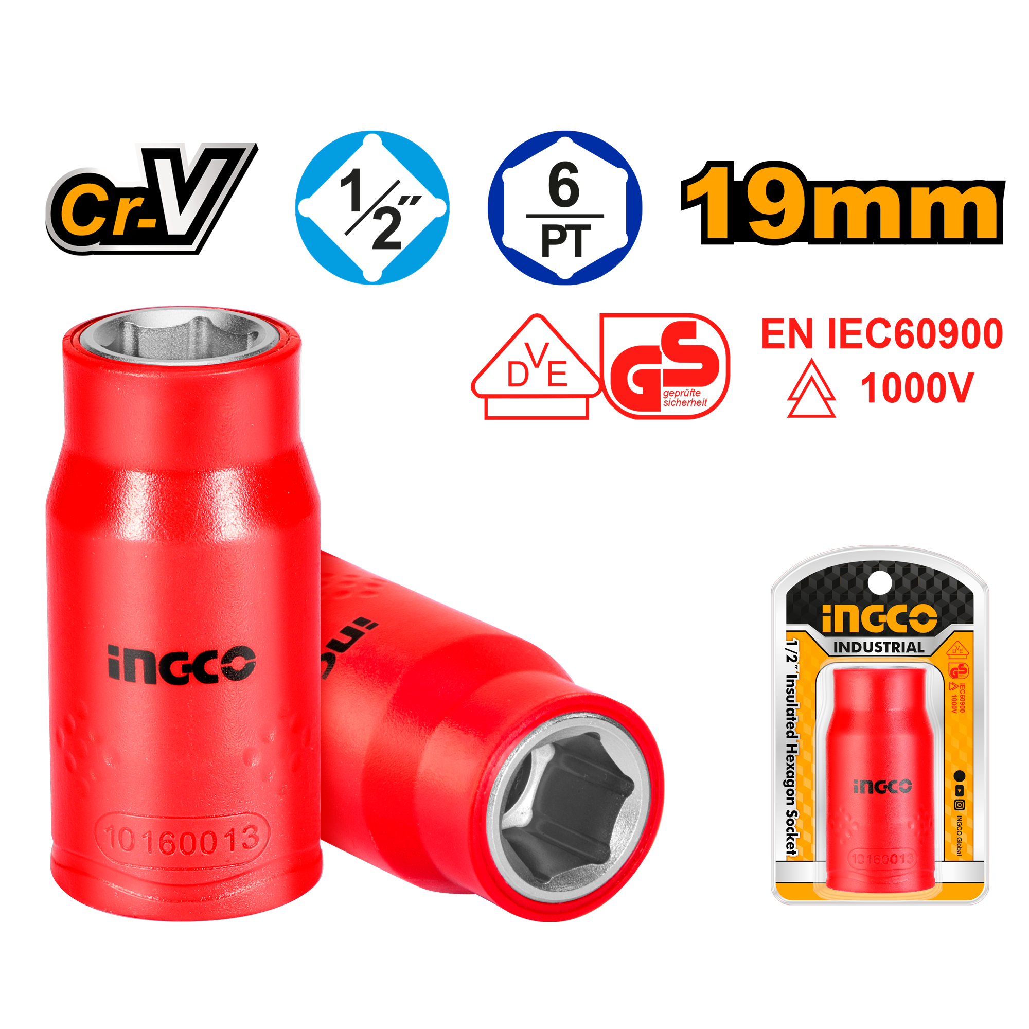 Bocallave Magnetica 19Mm 1000V 1/2" HIHAST12191 Ingco
