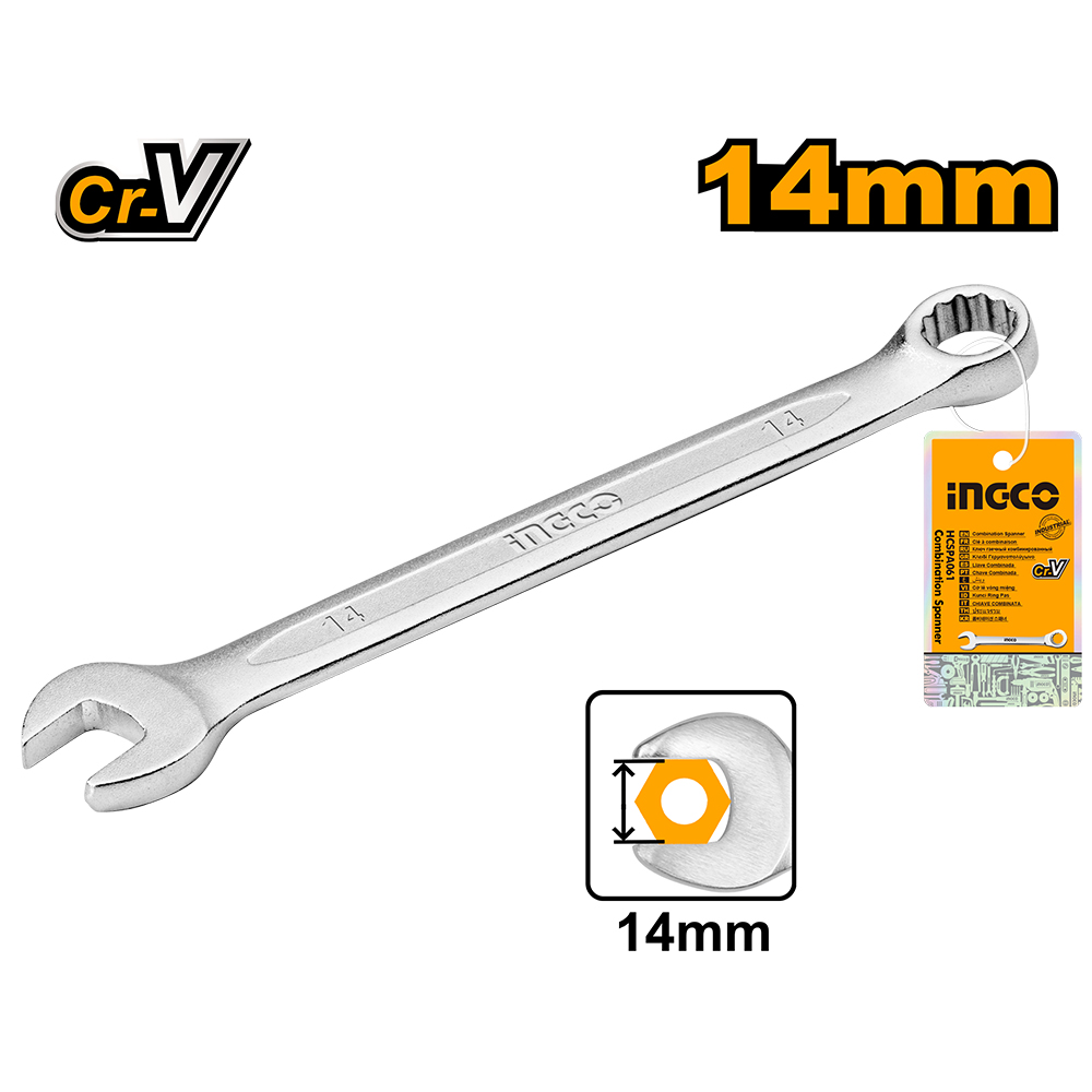 Llave Combinada Crv 14Mm HCSPA141 Ingco