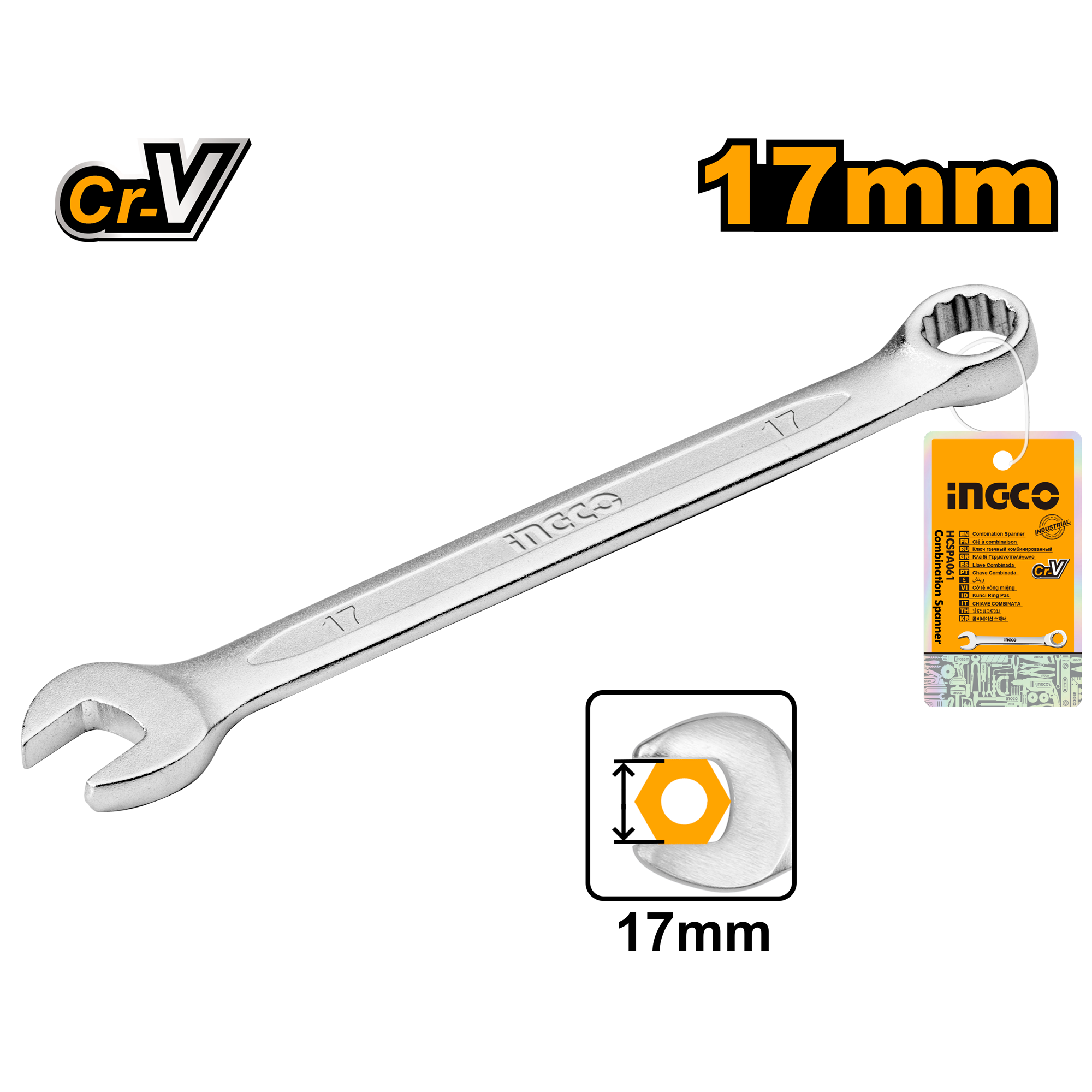 Llave Combinada Crv 17Mm HCSPA171 Ingco