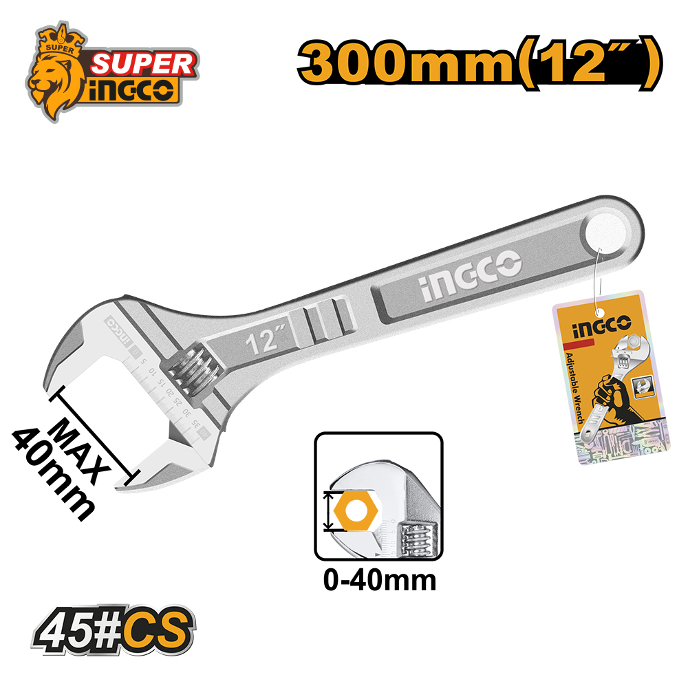 Llave Ajustable 12" HADW131122 Ingco