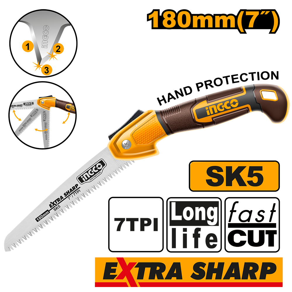 Serrucho De Poda Plegable 7"/180Mm HFSW1806 Ingco