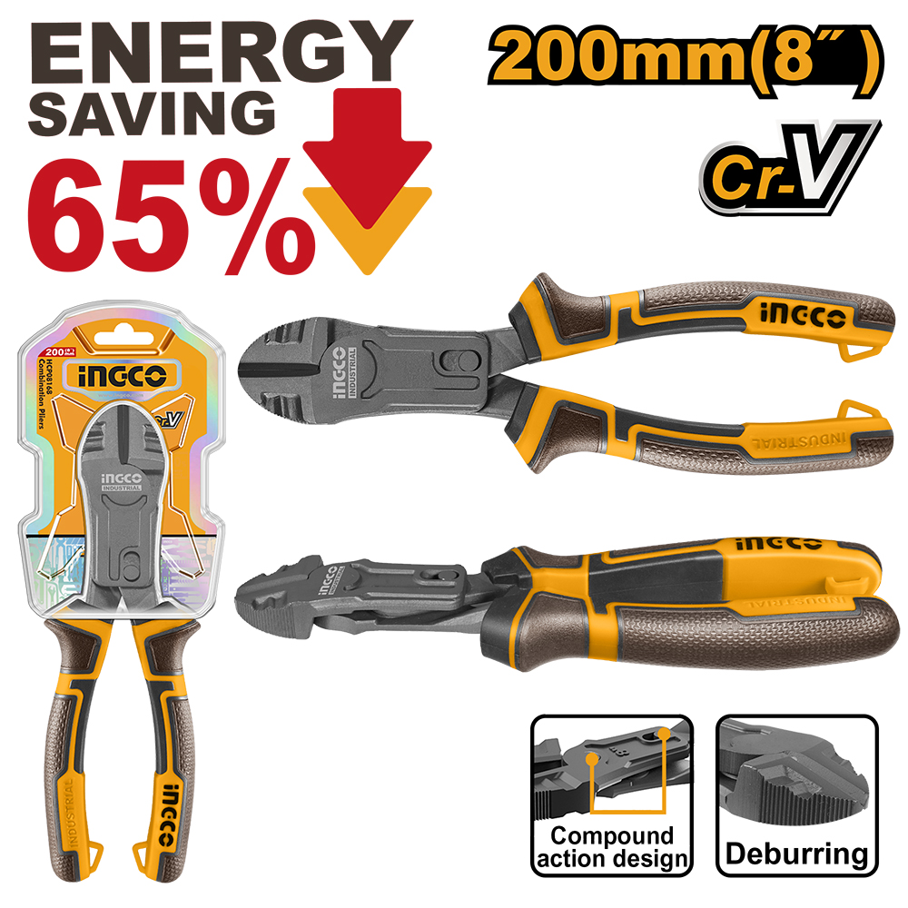 Alicate De Corte Diagonal 8" - Crv - Ahorro 65% Energía HCDCP58200 Ingco