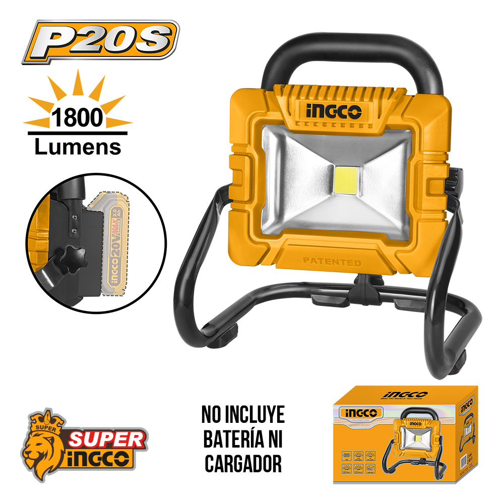 Reflector Led 20V 1800 Lumens - Sin Bat. Ni Cargador CWLI2025 Ingco