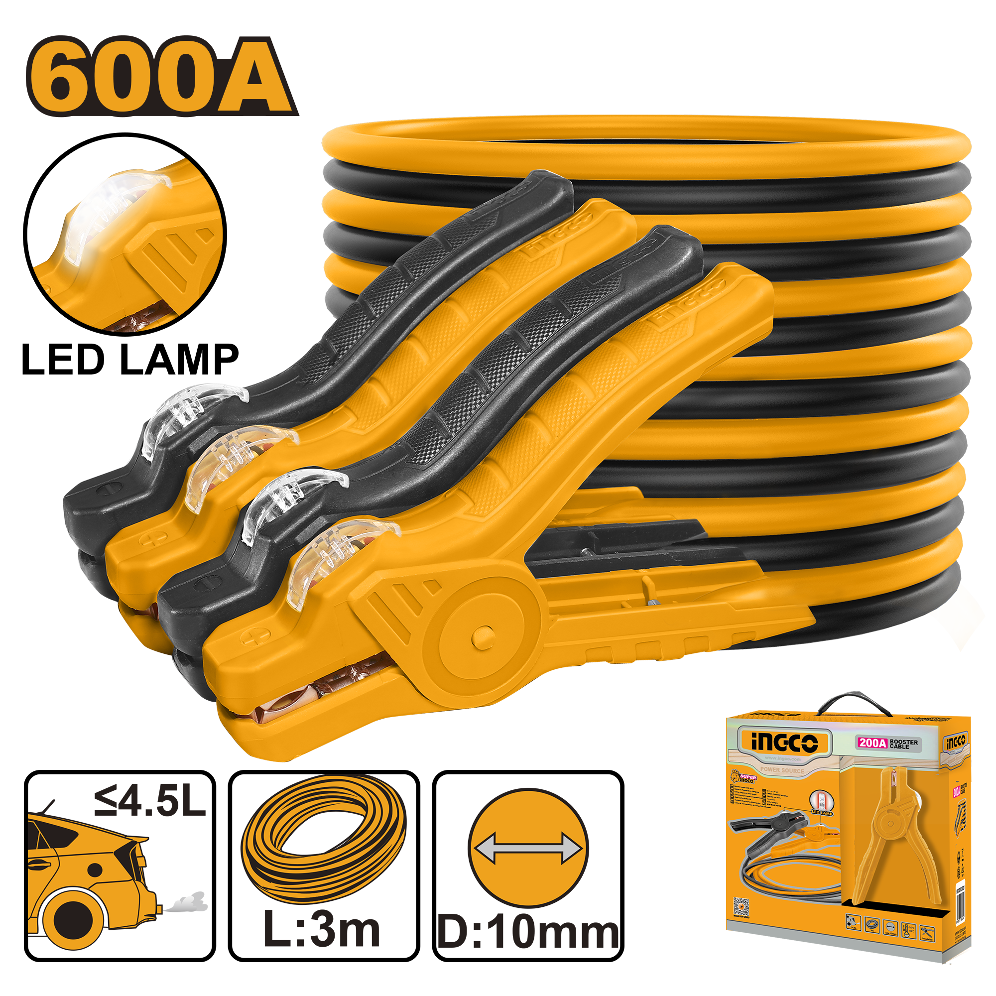 Pinza Cable Arrancador 600Amp HBTCP6008L Ingco