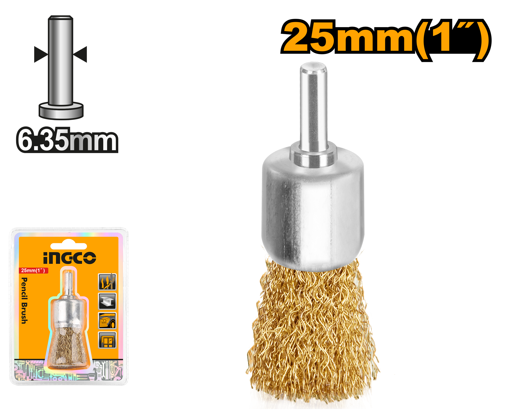 Cepillo Acero Descarbonizador Don Eje Diametro 25Mm WB70241 Ingco