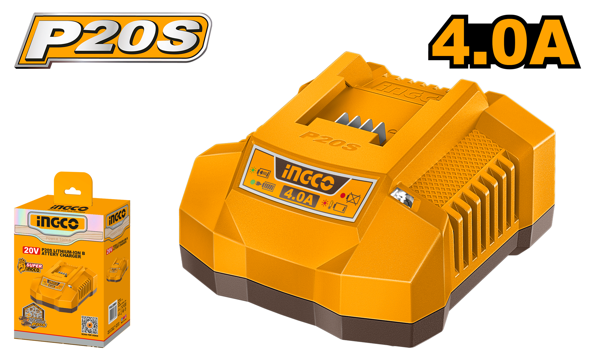 Cargador Baterias 20V 4.0A FCLI20411-4 Ingco