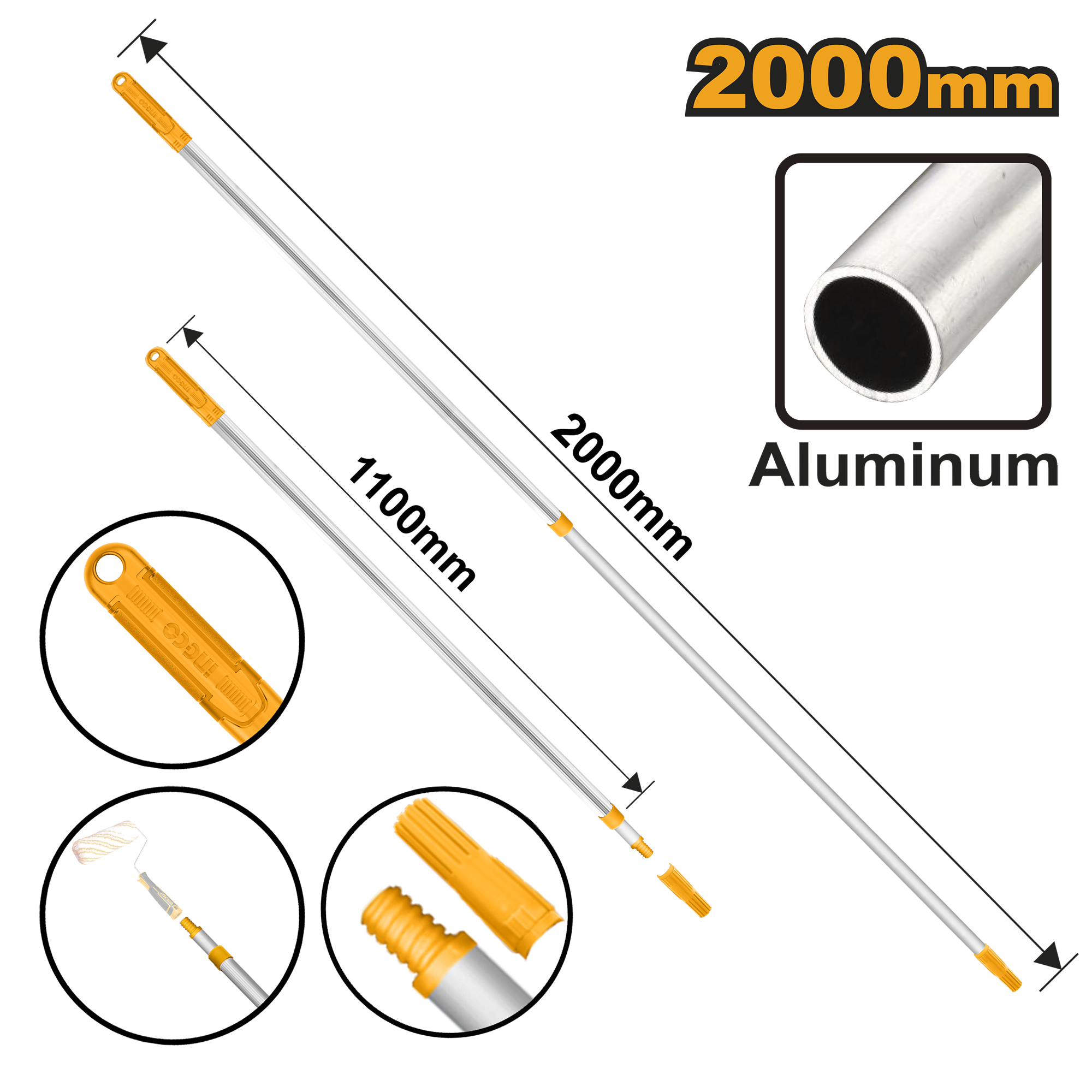 Mango Telescopio Extensible Aluminio 2 Mts HRCEP0201 Ingco