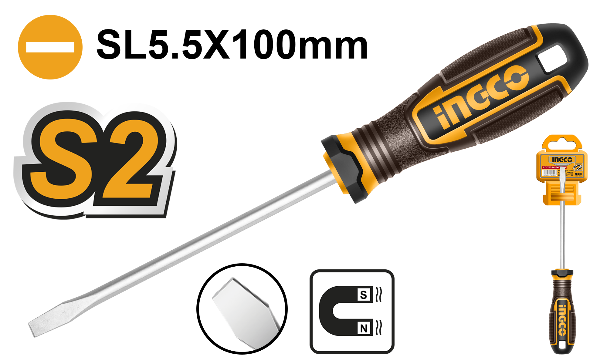 Destornillador S2 Sl5.5*100Mm HSDSL5100 Ingco
