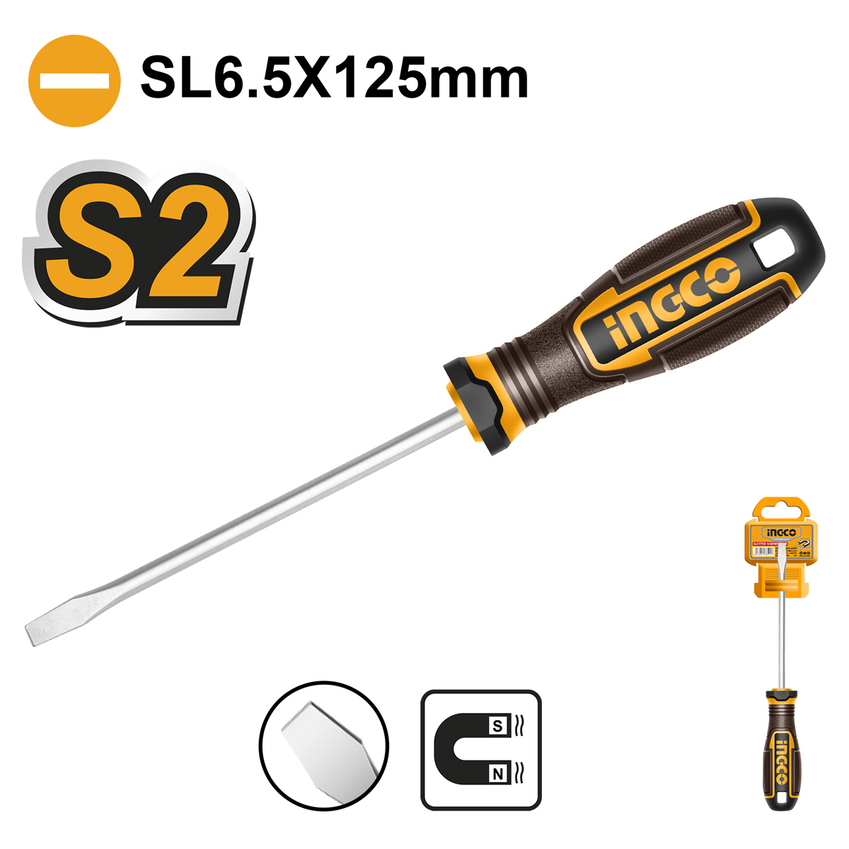 Destornillador S2 Sl6.5*125Mm HSDSL6125 Ingco - Imagen 2
