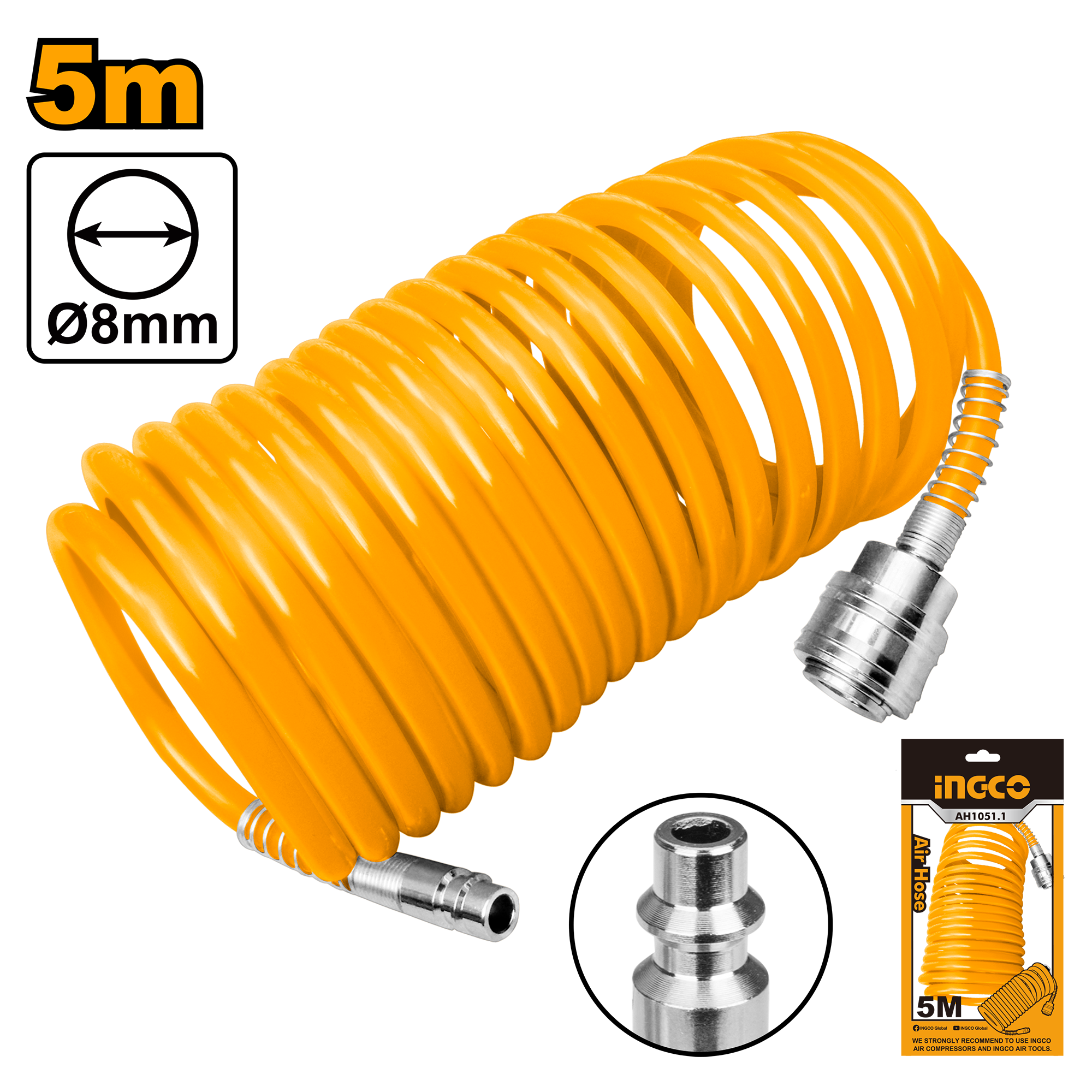 Manguera Espiral Aire Para Compresor 5/8 Mm X 5 M AH1051.1 Ingco