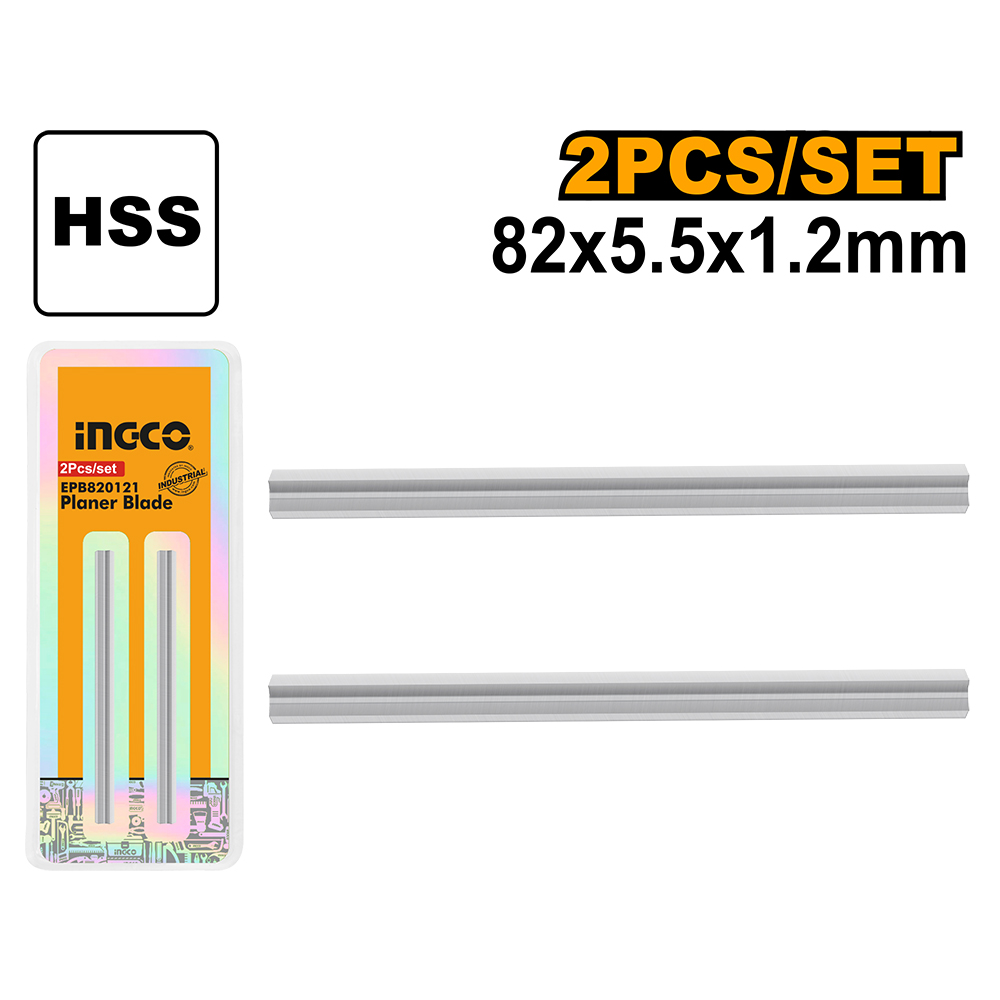 Cuchilla Para Cepillo Hss 82X5.5X1.2Mm 2 Piezas EPB820121 Ingco