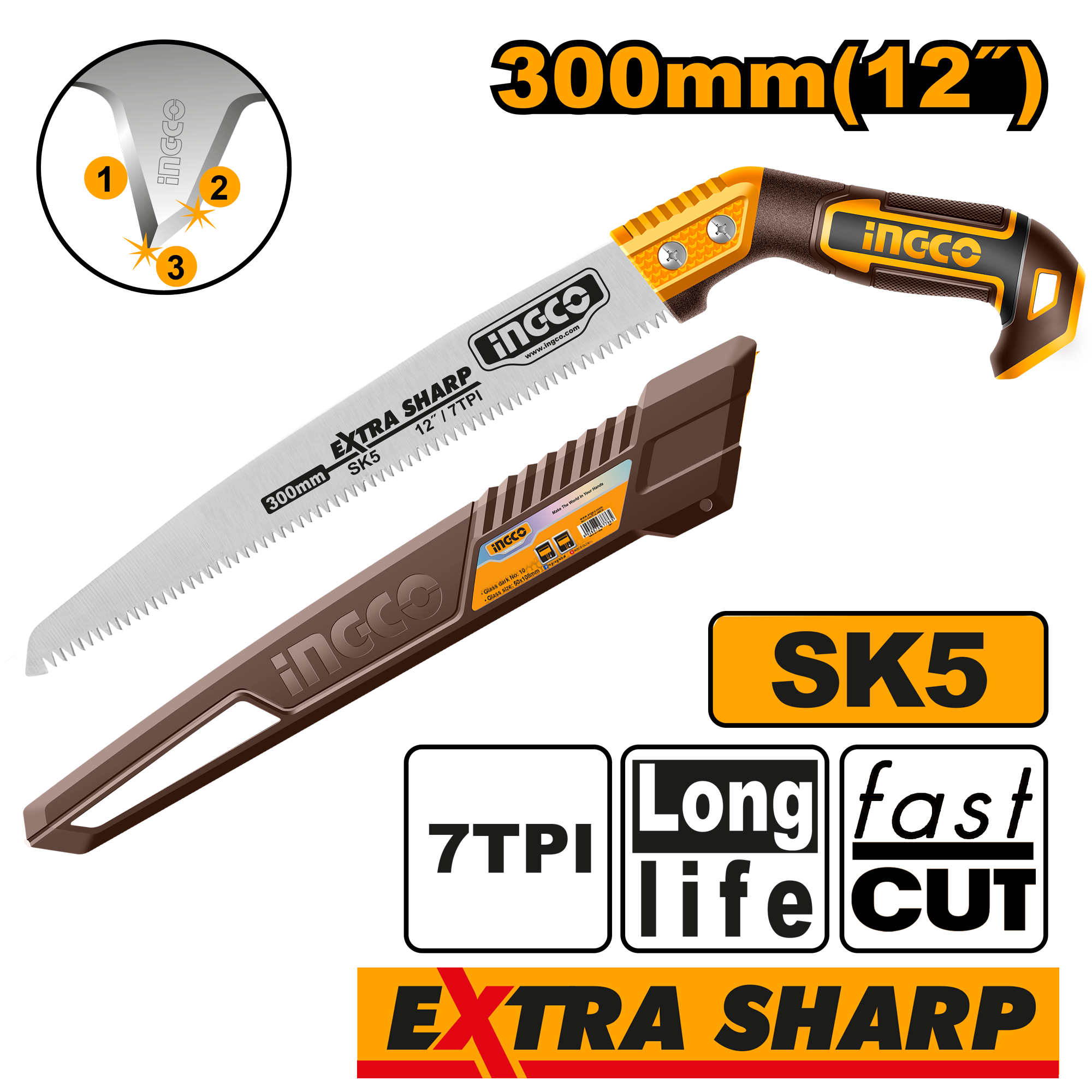 Serrucho De Poda 12" 300Mm Mango Curvo HPS3006 Ingco