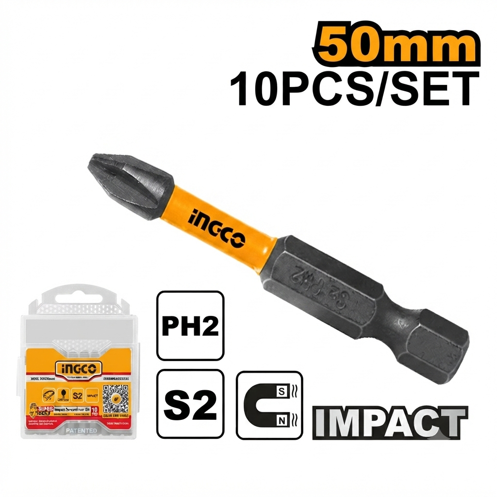 Punta Atornillar De Impacto Phillips S2 Ph 2 X 50Mm (Caja X 10 Piezas) SDBIM11PH223 Ingco